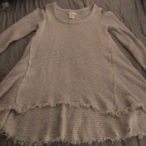 Very comfy grey cold shoulder sweater